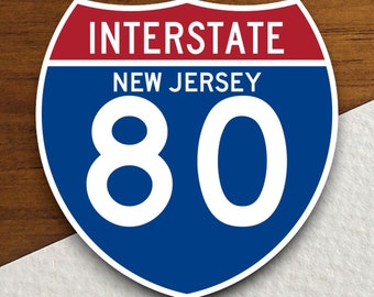 Interstate route  80 New Jersey sticker, Interstate Highway Sign Expressway Stickers, Highway Sign Road Trip Sticker