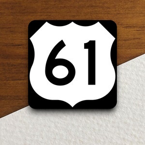Sticker verkeersbord Verenigde Staten route 61, sticker roadtrip, snelwegbord, kamerdecoratie, reissticker