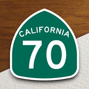 Californië staat route 70 verkeersbordsticker, roadtripsticker, snelwegbord, kamerinrichting, reissticker