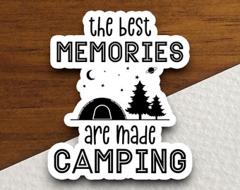 Sticker met kampeerherinneringen, vinylsticker voor buitenavonturen, sticker voor kampeertrip, reiscadeau, decoratie voor camper, sticker voor natuurliefhebbers