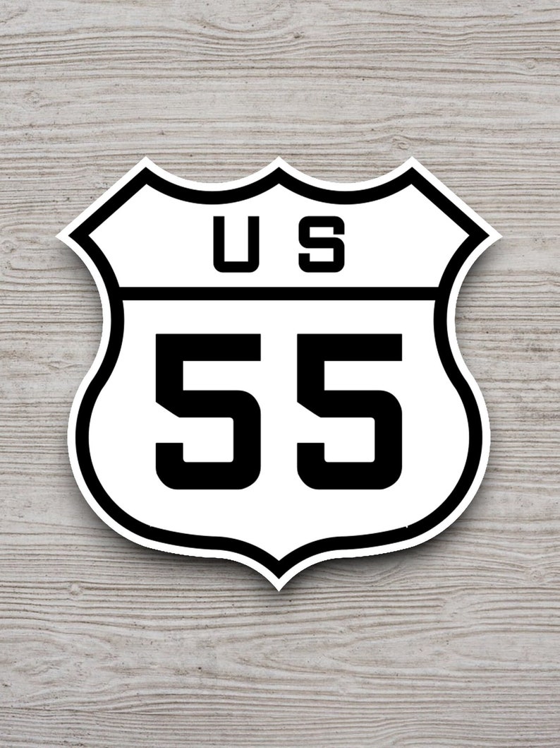 United States Route 55 Road Sign Sticker, Road Trip Sticker, Highway ...