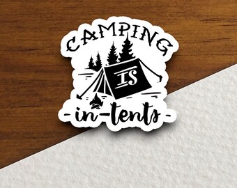 Camping Adventure Sticker, Outdoor Camping Vinyl Decal, Camper Gift, Nature Lover Sticker, Hiking Travel Gift, Tent & Cabin Decor