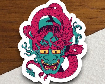 Head with dragon sticker, Funny Animal Sticker For Laptop, Water Bottle, Hydro flask, Phone, Computer, Gift, Pet Sticker