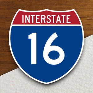Interstate route 16 sticker, souvenir travel sticker, road sign decor, travel gift, planner sticker, laptop decal Bild 1