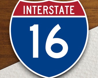 Interstate route  16 sticker, souvenir travel sticker, road sign decor, travel gift, planner sticker, laptop decal