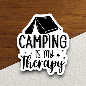 Pegatina de camping terapéutico, pegatina de vacaciones, pegatina de viaje, decoración de habitación, pegatina de botella de agua, pegatina para portátil