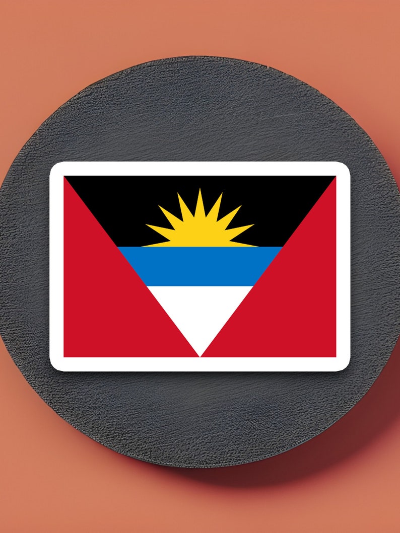 Antigua and Barbuda Country Flag Sticker, International Country Sticker ...