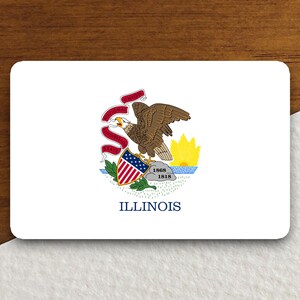 Sticker staat Illinois, vlag sticker Illinois, wimpel sticker, banner sticker, Illinois symbool sticker, embleem sticker