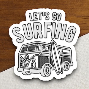 Surfing Sticker, vacation sticker, travel sticker, room decor, water bottle sticker, laptop sticker