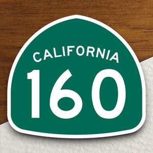 Californië staat route 160 verkeersbordsticker, roadtripsticker, snelwegbord, kamerinrichting, reissticker