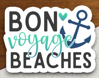 Pegatina de buenas vacaciones en la playa, calcomanía de vacaciones en la playa, regalo de viaje tropical, pegatina para amantes del océano, recuerdo de verano costero, decoración para viajes en crucero
