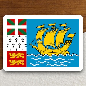 Saint pierre flag and miquelon flag sticker, international country sticker, international sticker, Saint pierre sticker, miquelon sticker