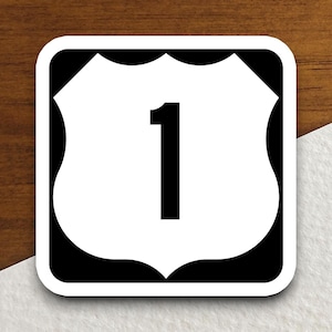 United States route 1 road sign sticker, road trip sticker, highway sign, birthday decor, travel sticker