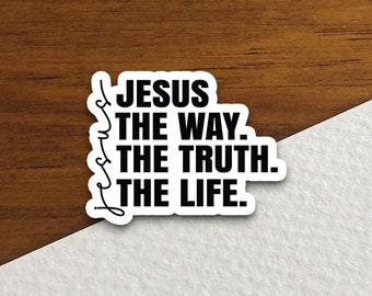 Adesivo "Jesus: O Caminho, a Verdade e a Vida", Versículo Bíblico Cristão, Adesivo de Vinil com Escrituras, Presente de Fé, Decoração Religiosa Inspiradora