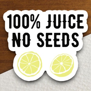 Klistermärke med 100 procent juice utan frön – Rolig fruktjuicedekal för bärbara datorer, dagböcker och presenter, scrapbooking, dagbok