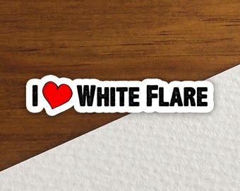 I Love White Flare Retro Anime Sticker – Matte or Gloss Finish, Scrapbooking, Journaling