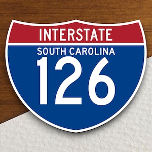 Interstate route  126 south carolina sticker, Interstate Highway Sign Expressway Stickers, Highway Sign Road Trip Sticker