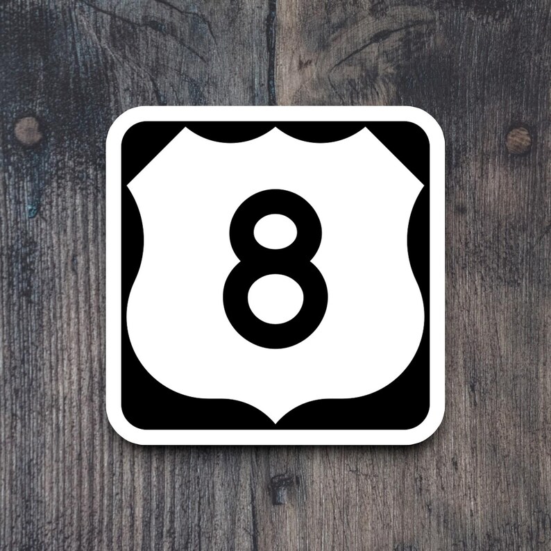 United States Route 8 Road Sign Sticker, Road Trip Sticker, Highway ...