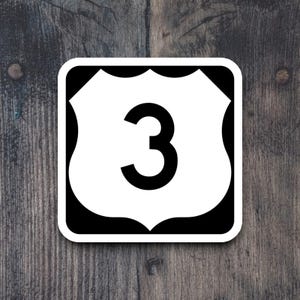 United States Route 3 Road Sign Sticker, Road Trip Sticker, Highway ...