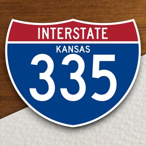 Interstate route  335 kansas sticker, Interstate Highway Sign Expressway Stickers, Highway Sign Road Trip Sticker