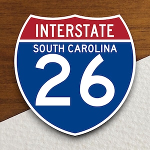 Interstate route  26 south carolina sticker, Interstate Highway Sign Expressway Stickers, Highway Sign Road Trip Sticker