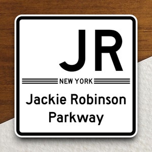 Adesivos para placas de trânsito Jackie Robinson Parkway, Adesivos de trânsito, Decoração de placas de trânsito, Placas de obras na estrada, Placas de construção