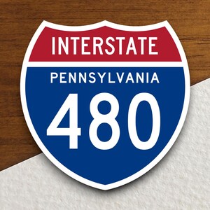 Interstate route  480 pennsylvania sticker, Interstate Highway Sign Expressway Stickers, Highway Sign Road Trip Sticker