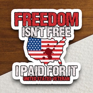 Freedom isn&#39;t free memorial day sticker, patriotic laptop decal, water bottle decor, gift sticker, planner accessories, journal sticker