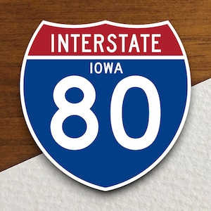 Interstate route  80 Iowa sticker, United states sticker, Interstate Highway Sign Expressway Stickers, Highway Sign Road Trip Sticker