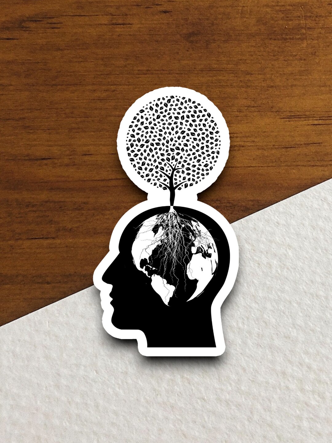 Earth Head Earth Head Tree Sticker Planet Growth Design - Etsy