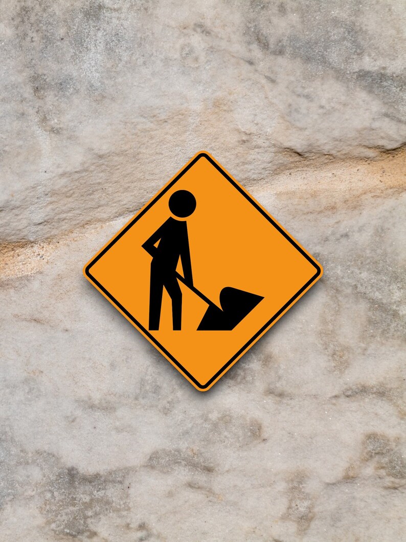 Men Working Road Sign Stickers, Traffic Sticker, Road Sign Decoration ...
