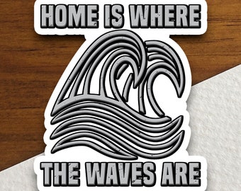 Beach Waves Sticker, Ocean Wave Decal, Coastal Beach Lover Gift, Summer Vacation Travel Sticker, Surf Ocean Lover Laptop & Notebook Decor