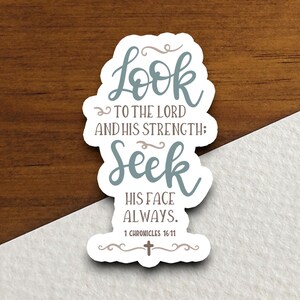 Sticker Kijk naar de Heer en zijn kracht, sticker religieus, sticker geloof, aanbiddingssticker, christelijke sticker, sticker schrift