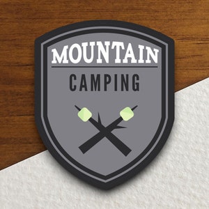 Pegatina de camping de montaña, pegatina de vacaciones, pegatina de viaje, decoración de habitación, pegatina de botella de agua, pegatina de portátil