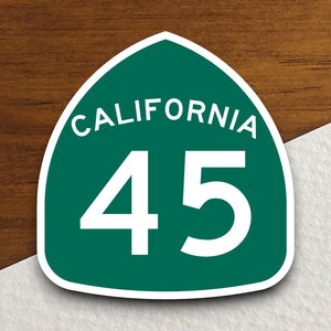 California State Route 45 Straßenschild Aufkleber, Road Trip Aufkleber, Landstraße Schild, Reise Aufkleber