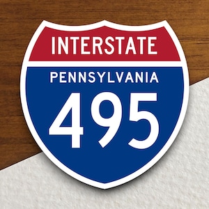 Interstate route  495 pennsylvania sticker, Interstate Highway Sign Expressway Stickers, Highway Sign Road Trip Sticker