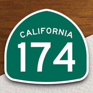 Autocollant de panneau de signalisation de la route 174 de l'état de Californie, autocollant de voyage sur la route, panneau de signalisation routière, décoration de chambre, autocollant de voyage