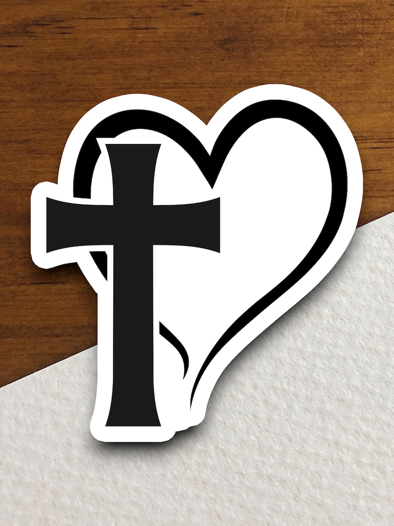 Church Cross and Heart Sticker, Cross Sticker, Church Sticker ...