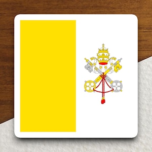 Adesivo da bandeira do país da Cidade do Vaticano (Santa Sé), adesivo internacional do país, adesivo internacional, adesivo da Cidade do Vaticano, adesivo da Santa Sé