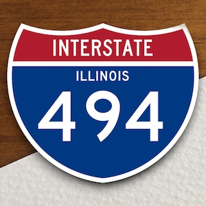 Sticker Interstate Route 494 Illinois, Sticker Interstate Highway Sign Expressway, Sticker Highway Sign Road Trip