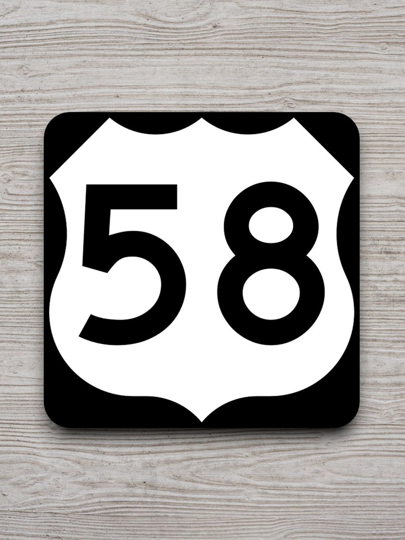 US Route 58 Road Sign Sticker: Travel Decor - Etsy