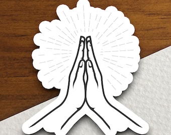 Klistermärke med bedjande händer, vinyldekal med kristen tro, klistermärke med religiös bön, inspirerande Jesusgåva, bibeldekor, klistermärke med tro