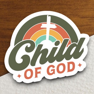 Sticker kind van God, kindsticker, kruissticker, religieuze sticker, geloofssticker, aanbiddingssticker, christelijke sticker, schriftsticker