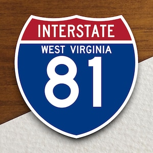Interstate route  81 west virginia sticker, Interstate Highway Sign Expressway Stickers, Highway Sign Road Trip Sticker