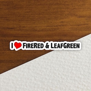 I Love Pokémon FireRed & LeafGreen Sticker Retro TCG Collectible Vintage Anime Gift Laptop Notebook Scrapbook Water Bottle