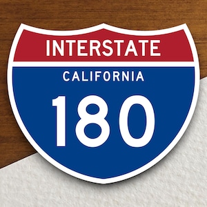 Interstate route  180 california sticker, California sticker, Interstate Highway Sign Expressway Stickers, Highway Sign Road Trip Sticker