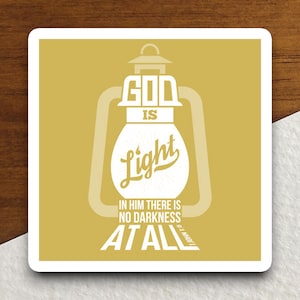 Sticker Dieu est lumière en lui, il n'y a pas de ténèbres du tout, sticker religieux, sticker foi, sticker pour ordinateur portable, sticker journal biblique