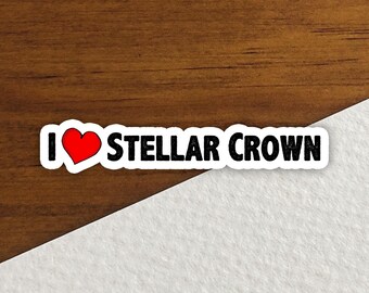 I Love Stellar Crown Sticker – Retro Anime Collectible Art (Matte/Gloss Finish), Scrapbooking, Journaling