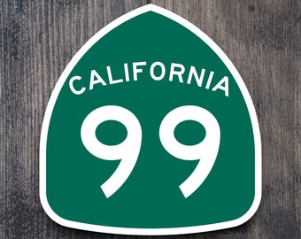 California State Route 99 Road Sign Sticker, Road Trip Sticker