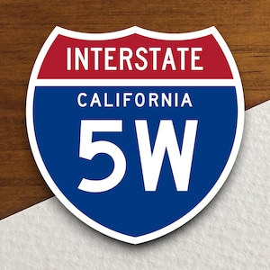 Interstate 5W California Sticker: Road Trip Souvenir